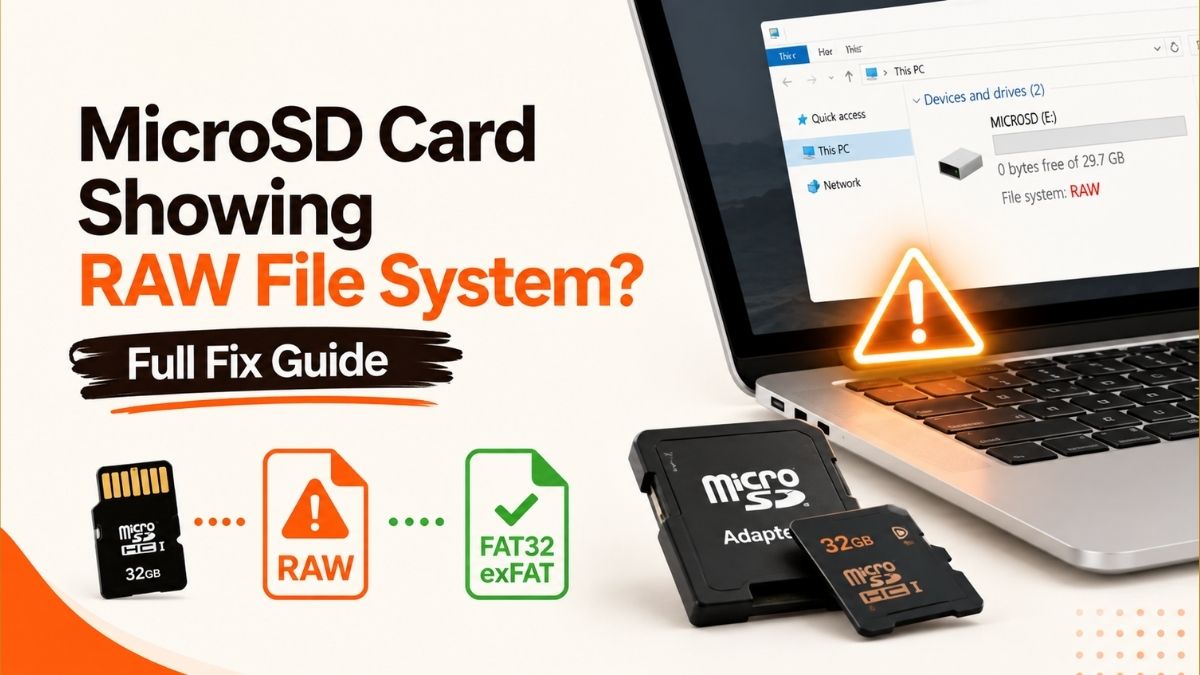 MicroSD Card Showing RAW File System