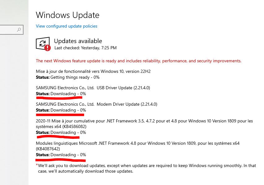 Windows Update downloading available updates
