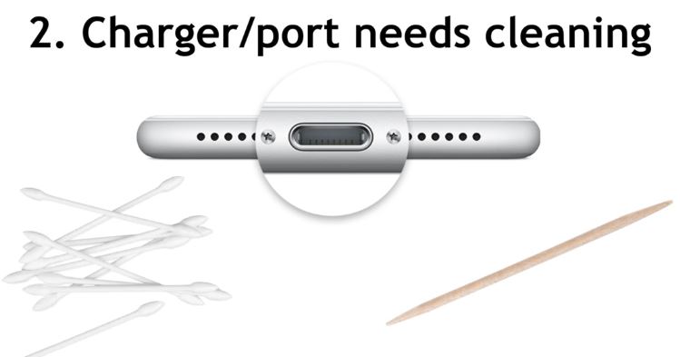Cleaning Android USB-C charging port with a cotton swab