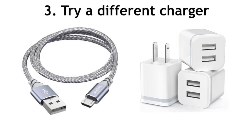 Testing Android phone with a different charging cable and adapter