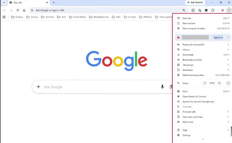 Clicking the three-dot menu in Chrome's top right corner