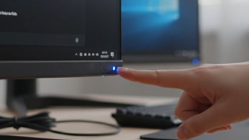 Checking the power LED indicator on a second monitor to confirm it is turned on
